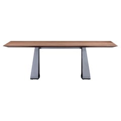 Wing Dining Table with Chamfered Walnut Veneered Table Top and Graphite Base 86'