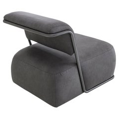 Mono Occasional Chair in Gray Upholstered and Metal Frame