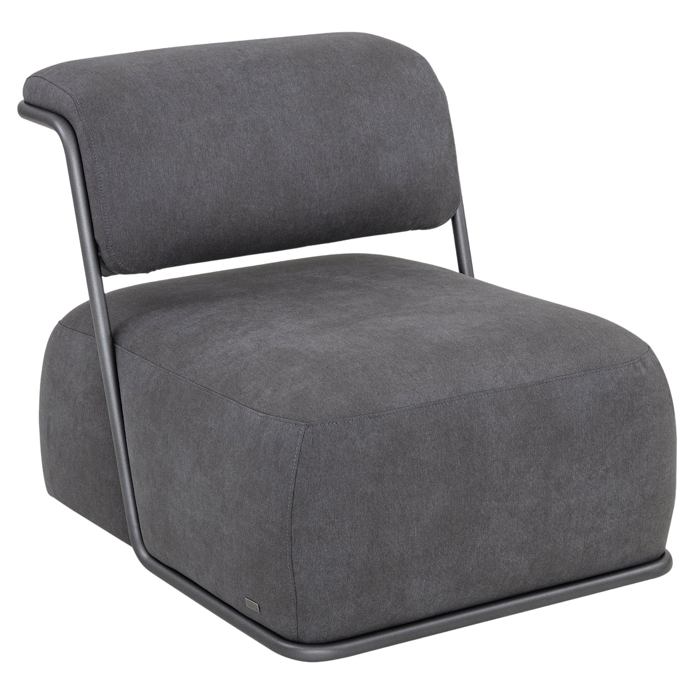 Customizable Gray Upholstered Lounge Chair with Graphite Frame – Mono Collection