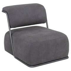 Customizable Gray Upholstered Lounge Chair with Graphite Frame – Mono Collection