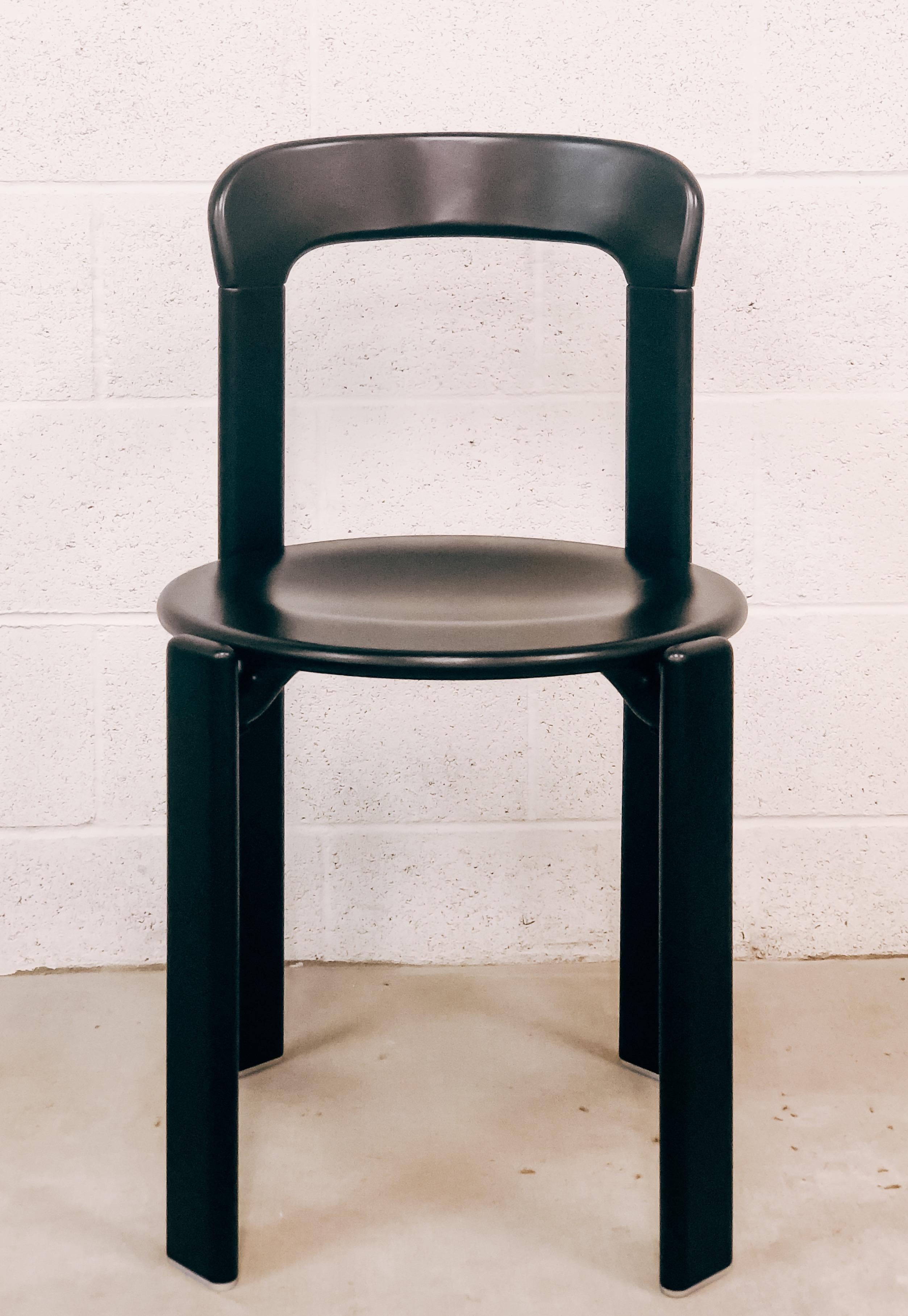 Aluminum Mid-Century Modern, Set of 8 Rey, Black Dining Chairs by Dietiker, Design 1971