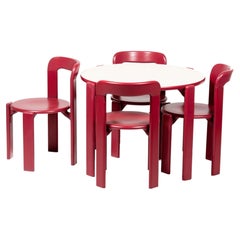 Dietiker Rey Junior Set, Kids Tisch und Stühle in Rosa, entworfen von Bruno Rey
