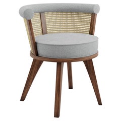 Linen Rattan George Dining Chair Wood Handmade in Porgugal by Wood Tailors