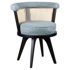 Linen Rattan George Dining Chair Wood Handmade in Porgugal by Wood Tailors