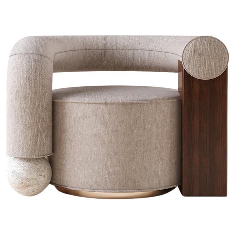 Postmodern Linen Galatea Armchair, Handmade in Portugal by Malabar