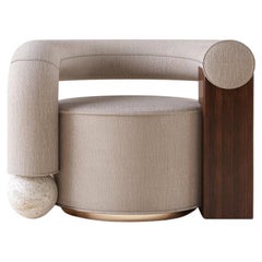 Postmodern Linen Galatea Armchair, Handmade in Portugal by Malabar