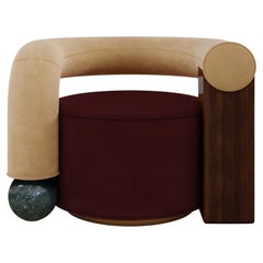 Sillón posmoderno Galatea de lino, hecho a mano en Portugal por Malabar