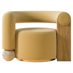 Sillón «Galatea» posmoderno, tejido Kirkby, hecho a mano en Portugal por Malabar