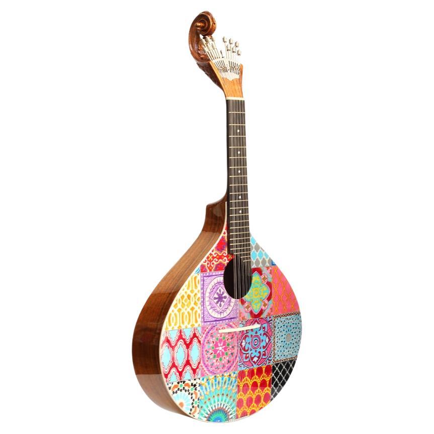 20° Chitarra Azulejo III in legno di noce dipinta a mano e realizzata in Portogallo da Malabar