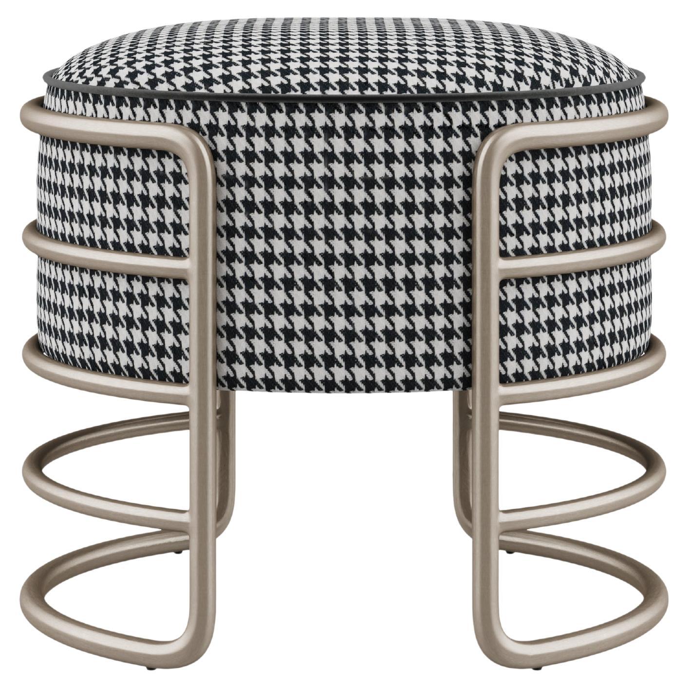21st Century Brass Eero Stool Linen By Porus Studio For Sale