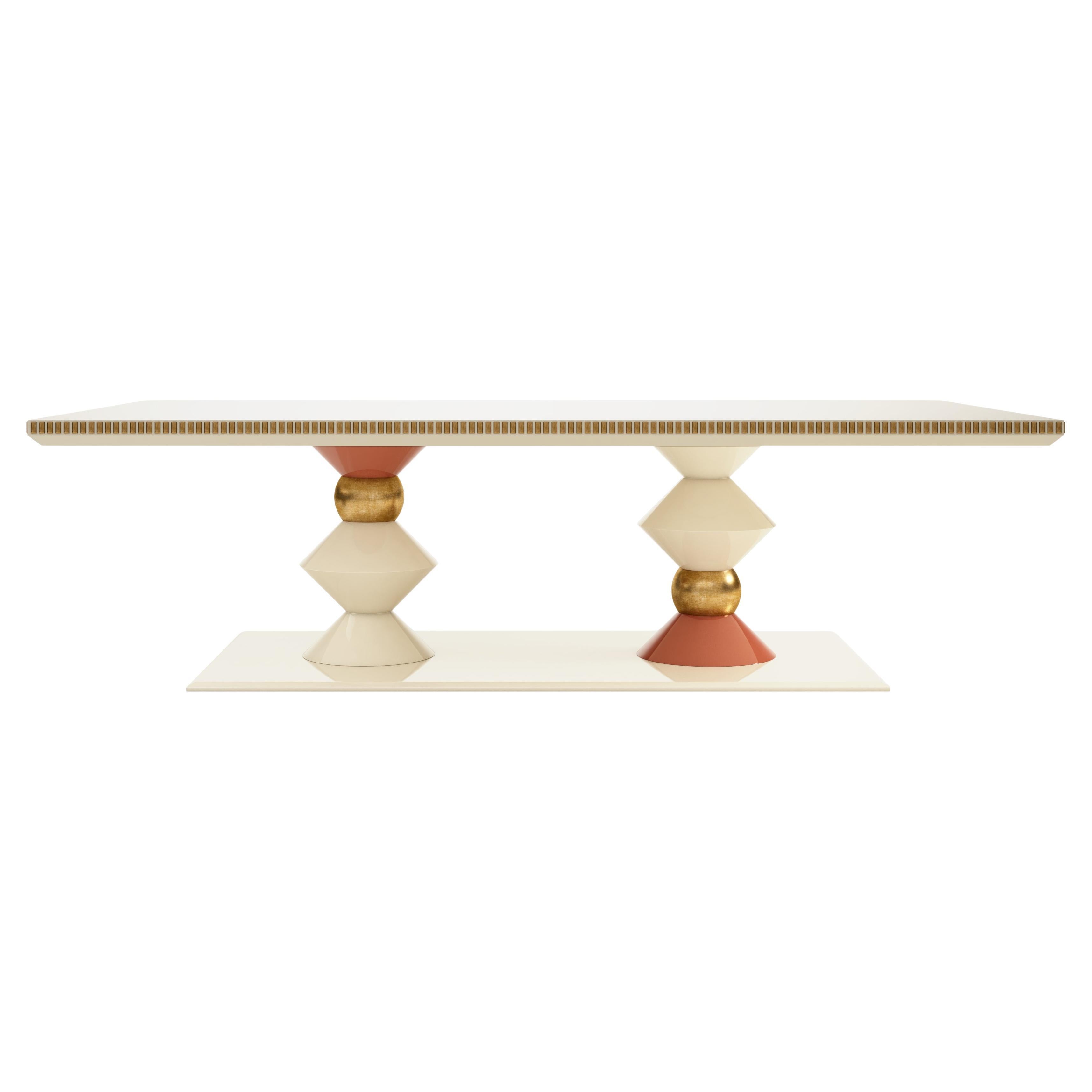 Mesa de Comedor Cortez Siglo XXI Lacada Hoja de Oro Made in Portugal by Malabar