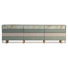 Enfilade creux du 21e siècle en bois d'onyx vert fabriqué au Portugal par Malabar