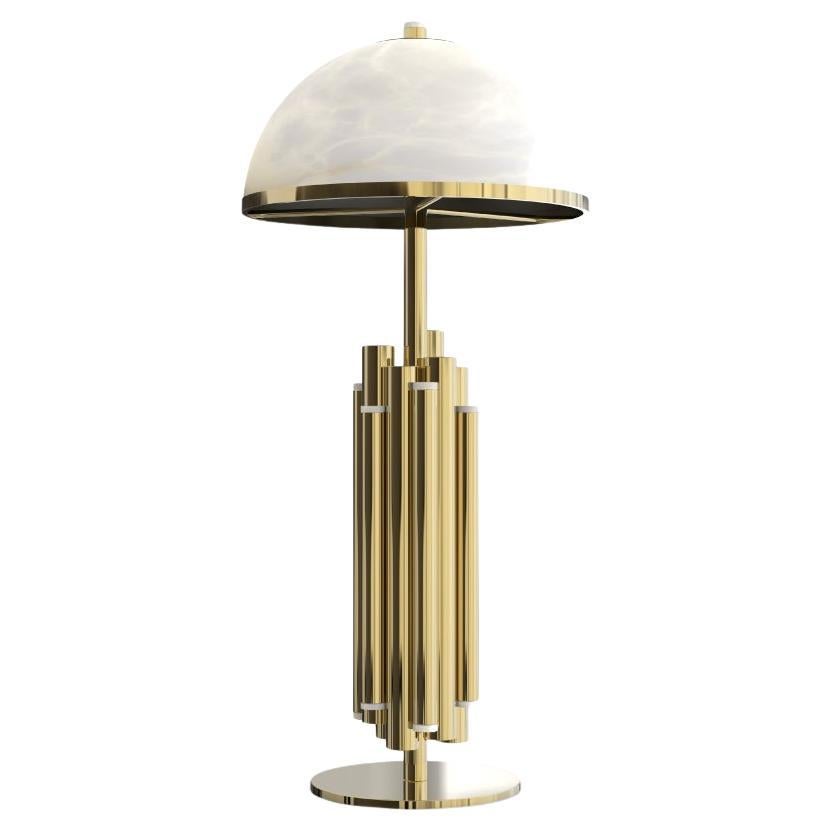 Portuguese 21st Century Andros Table Lamp Brass Alabaster For Sale