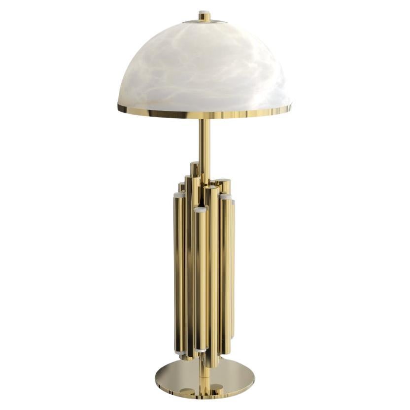 Like a coral reef, the alabaster stone has a natural flair for disguise and detail. The Andros contemporary table lamp makes use of the translucent properties of the alabaster stone to bring life to stylish interiors around the world. A contemporary