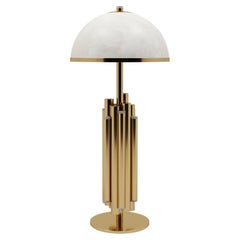 Lampe de table Andros du 21e siècle en laiton et albâtre