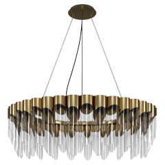 21st Century Bamboo Suspension Lamp Brass Glass  by Creativemary