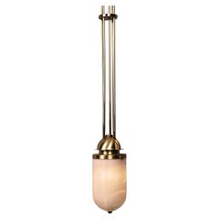Lampe à suspension Russell en laiton et albâtre du 21e siècle
