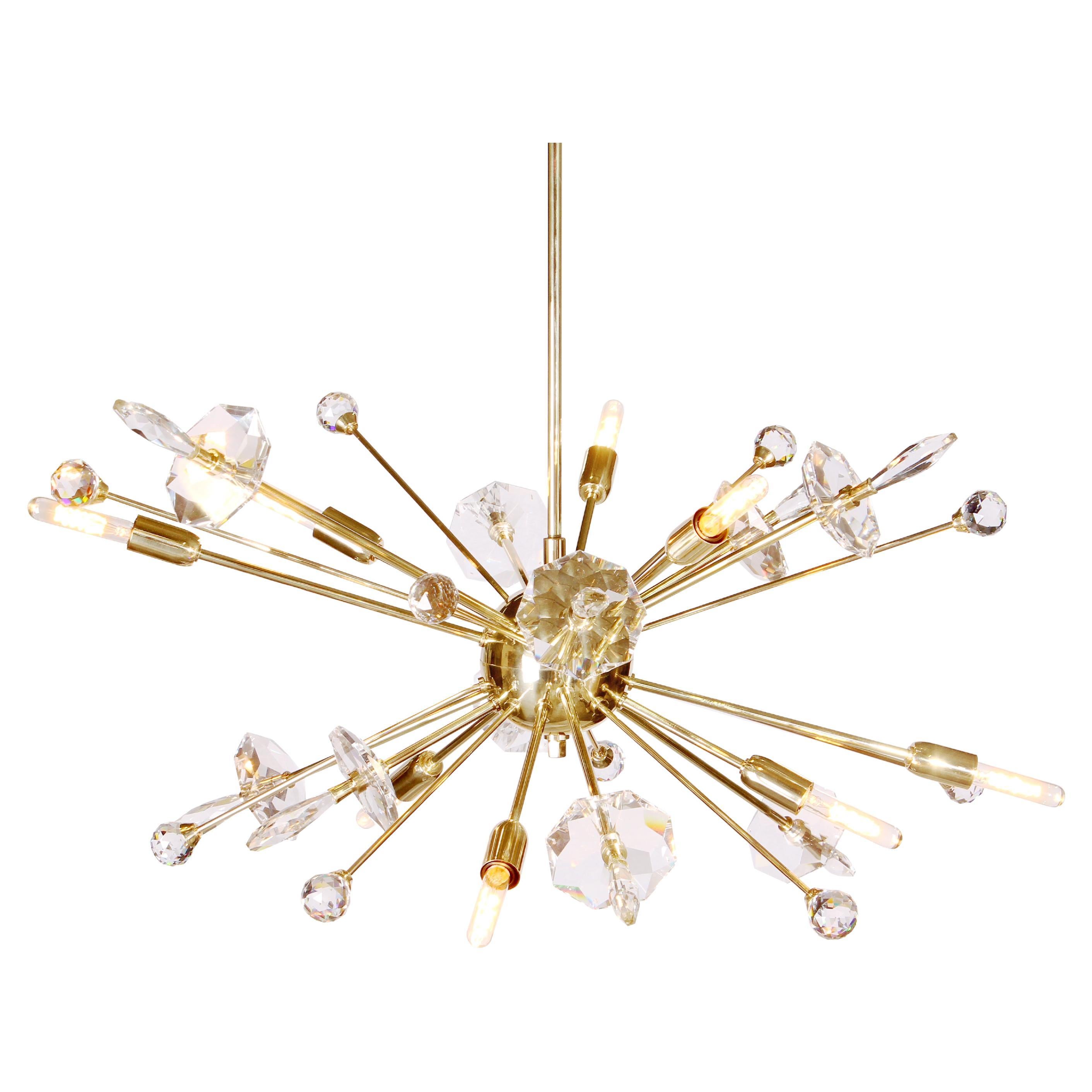 Lámpara de Suspensión Sirius 21 Cristal Latón Fabricada en Portugal by Creativemary en venta