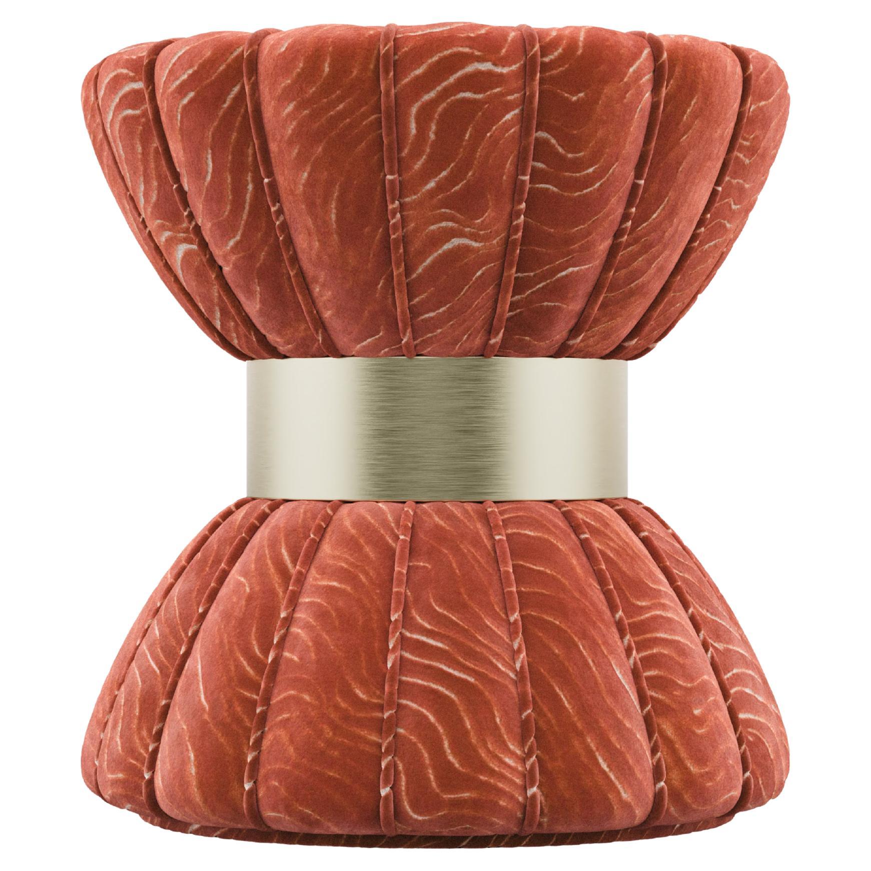 Tabouret Colette du 21e siècle en velours de coton cuivré Ottiu en vente