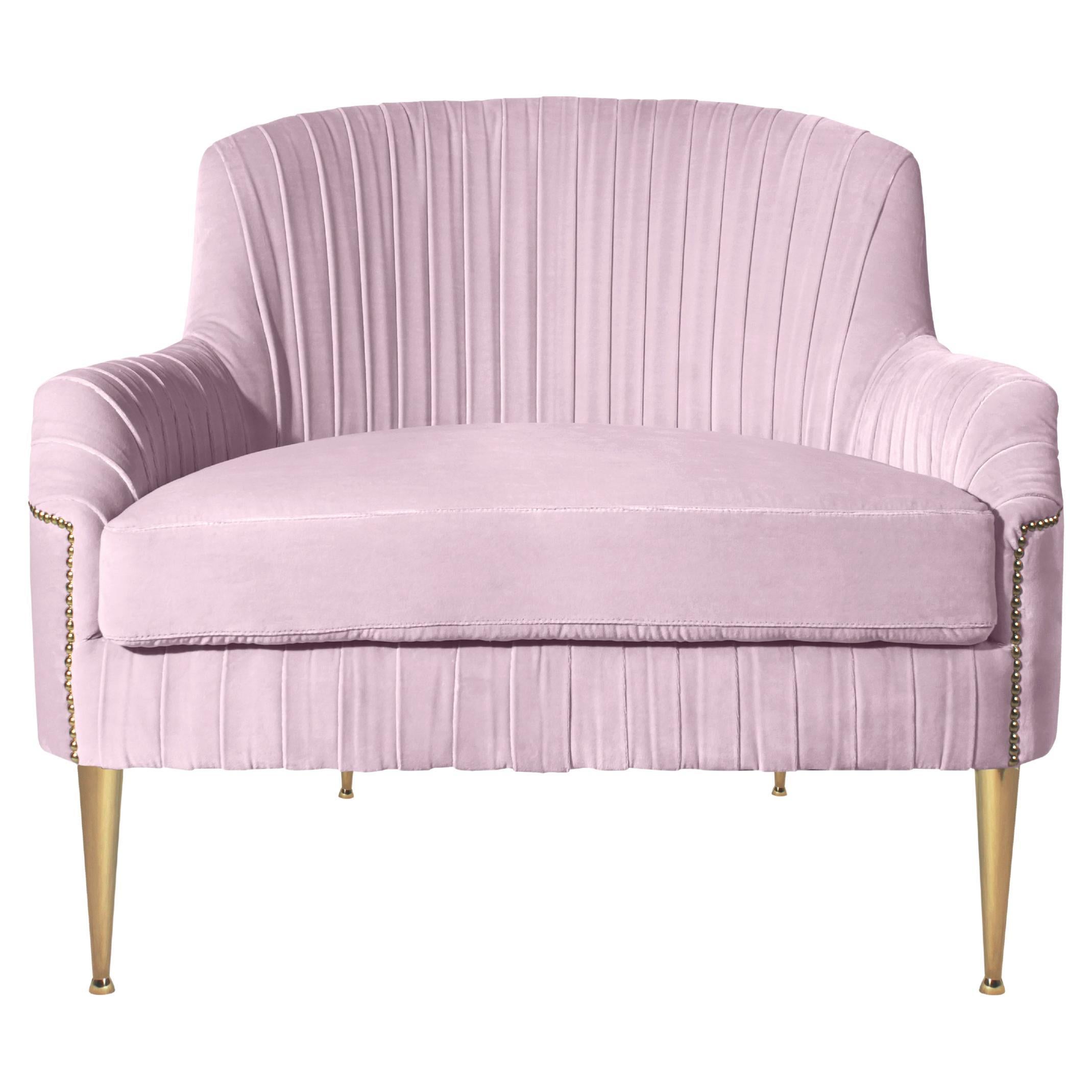 21st Century Greta Armchair Cotton Velvet Beechwood For Sale