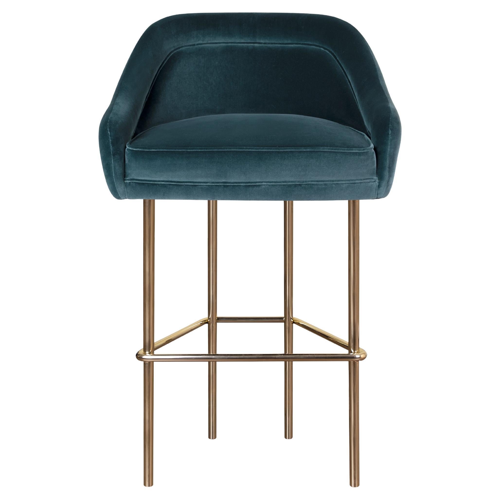 Silla de bar Katharina Siglo XXI Terciopelo de algodón Made in Portugal by Ottiu