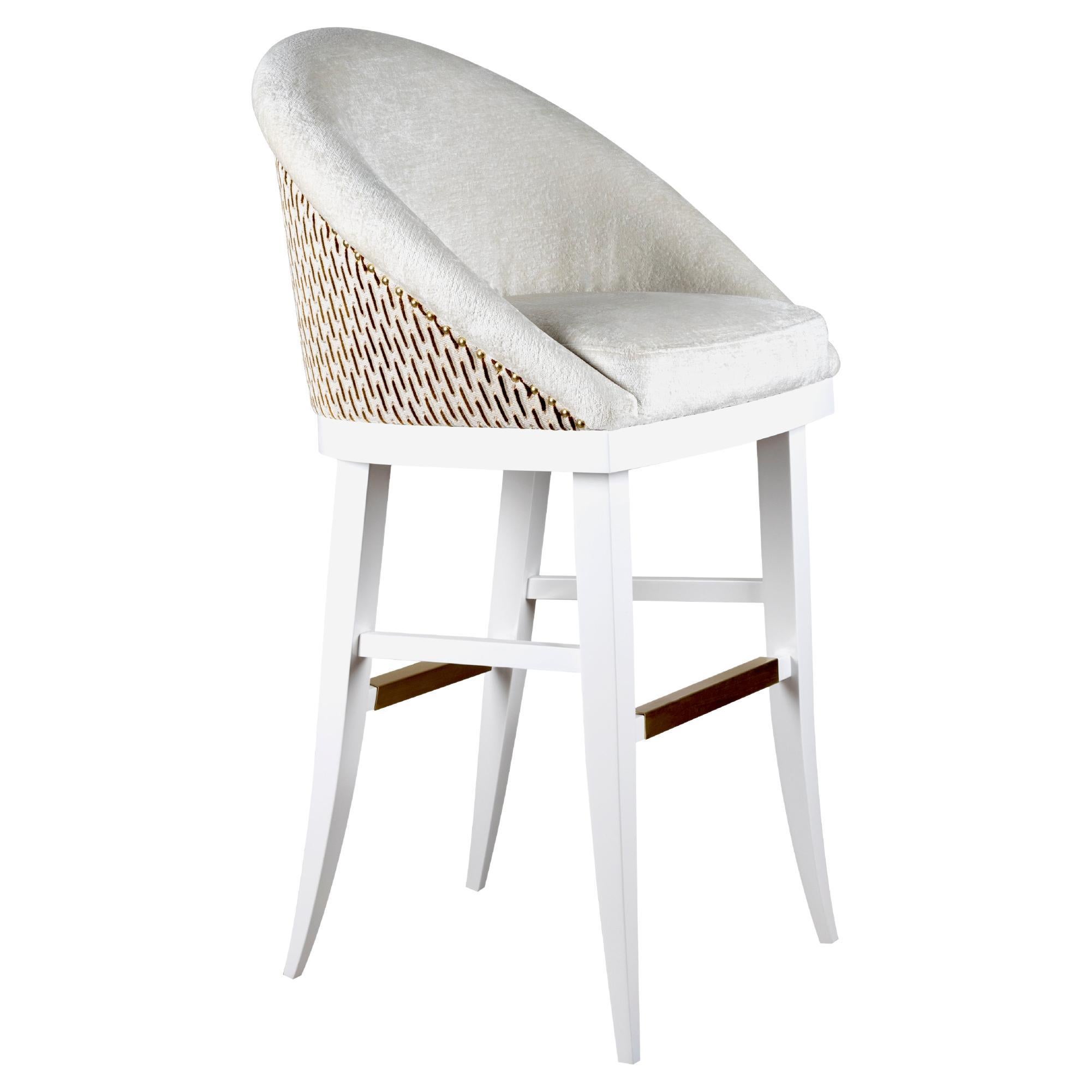 Silla de Bar Kim Siglo XXI Terciopelo de Algodón Fabricada en Portugal por Ottiu