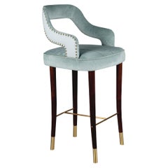 21st Century Kelly Bar Chair Cotton Velvet Wood Handmade in Portugal by Ottiu