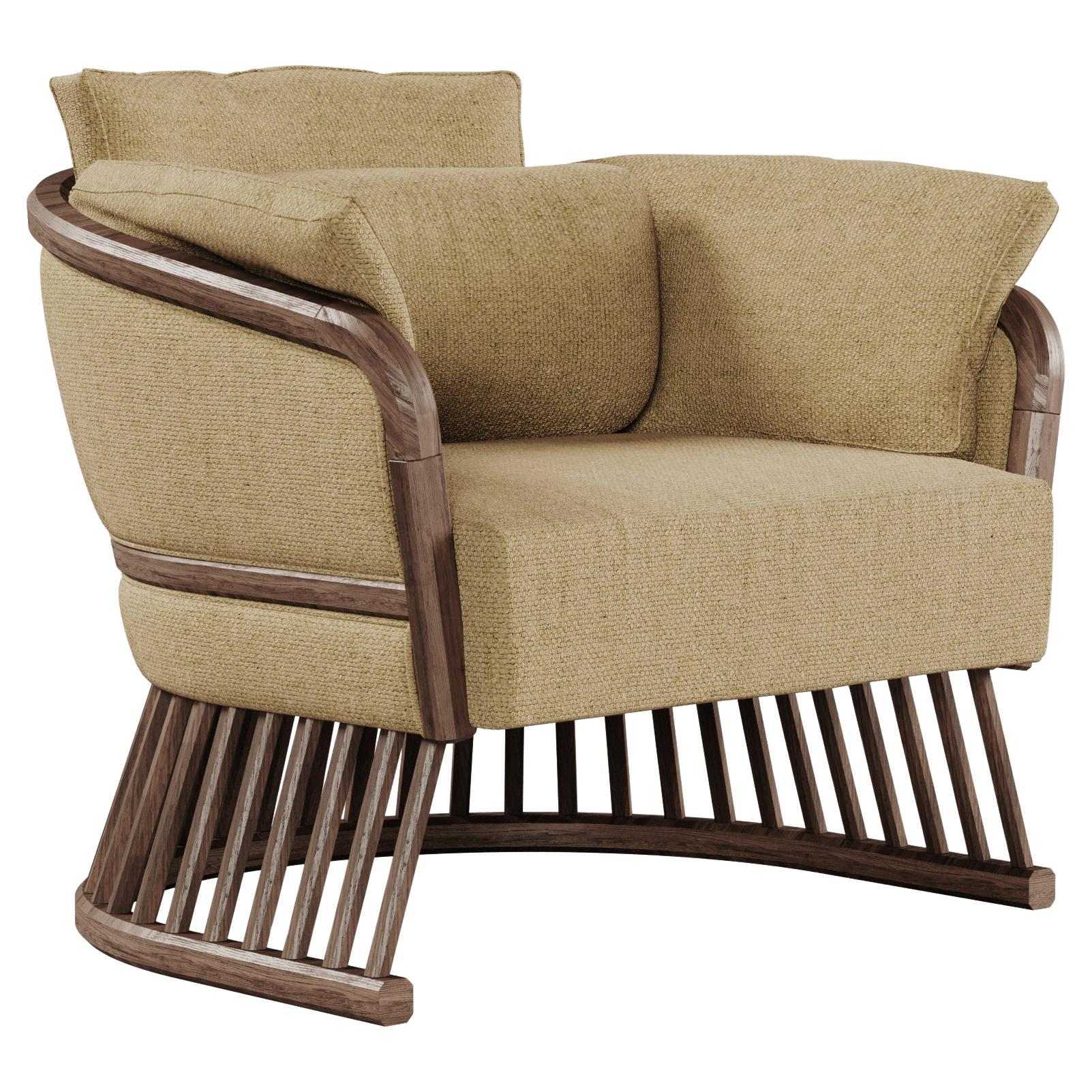 Poltrona Johnson del 21° secolo Oak Linen