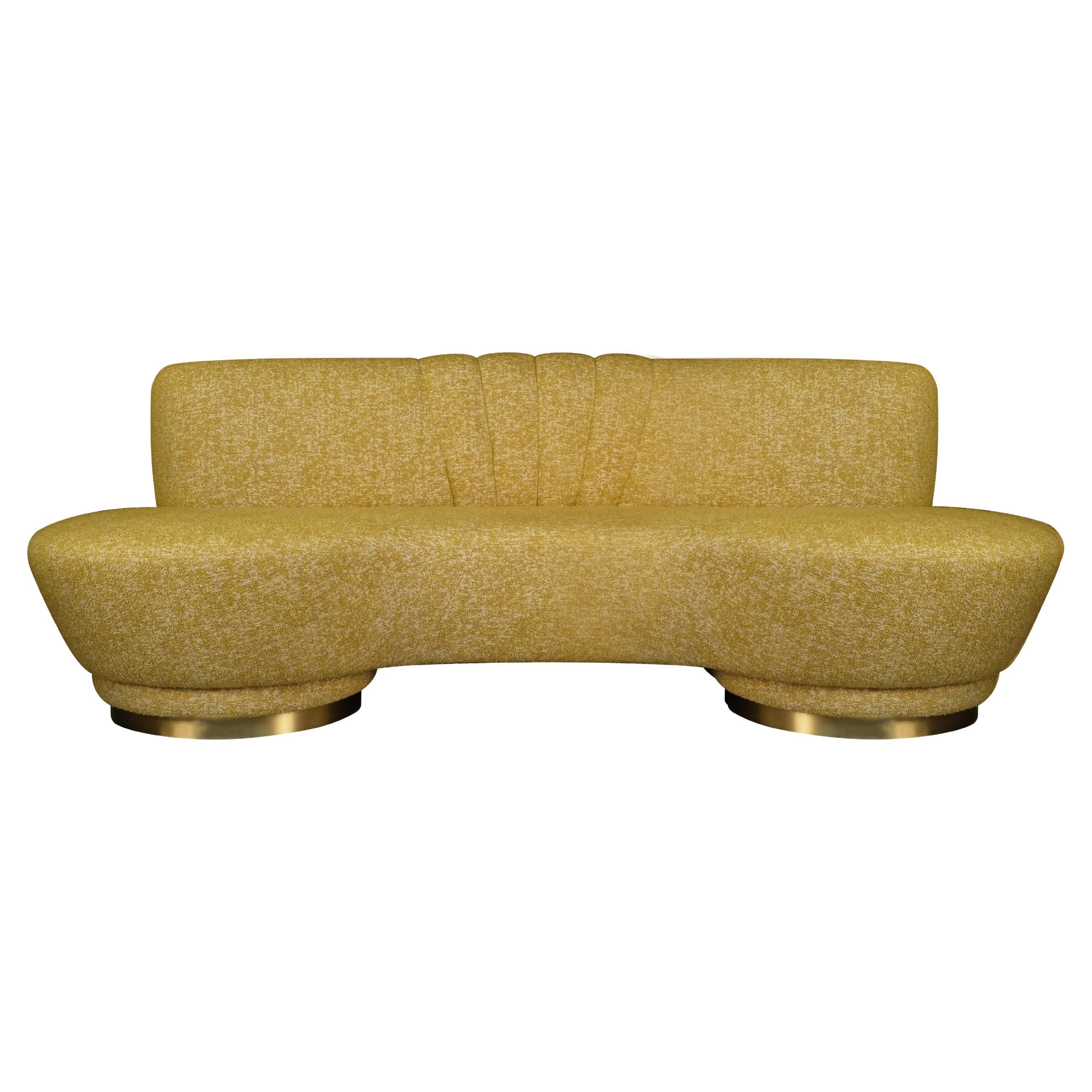 Mid-Century Modern Hedy Sofa Brass Made in Portugal by Ottiu