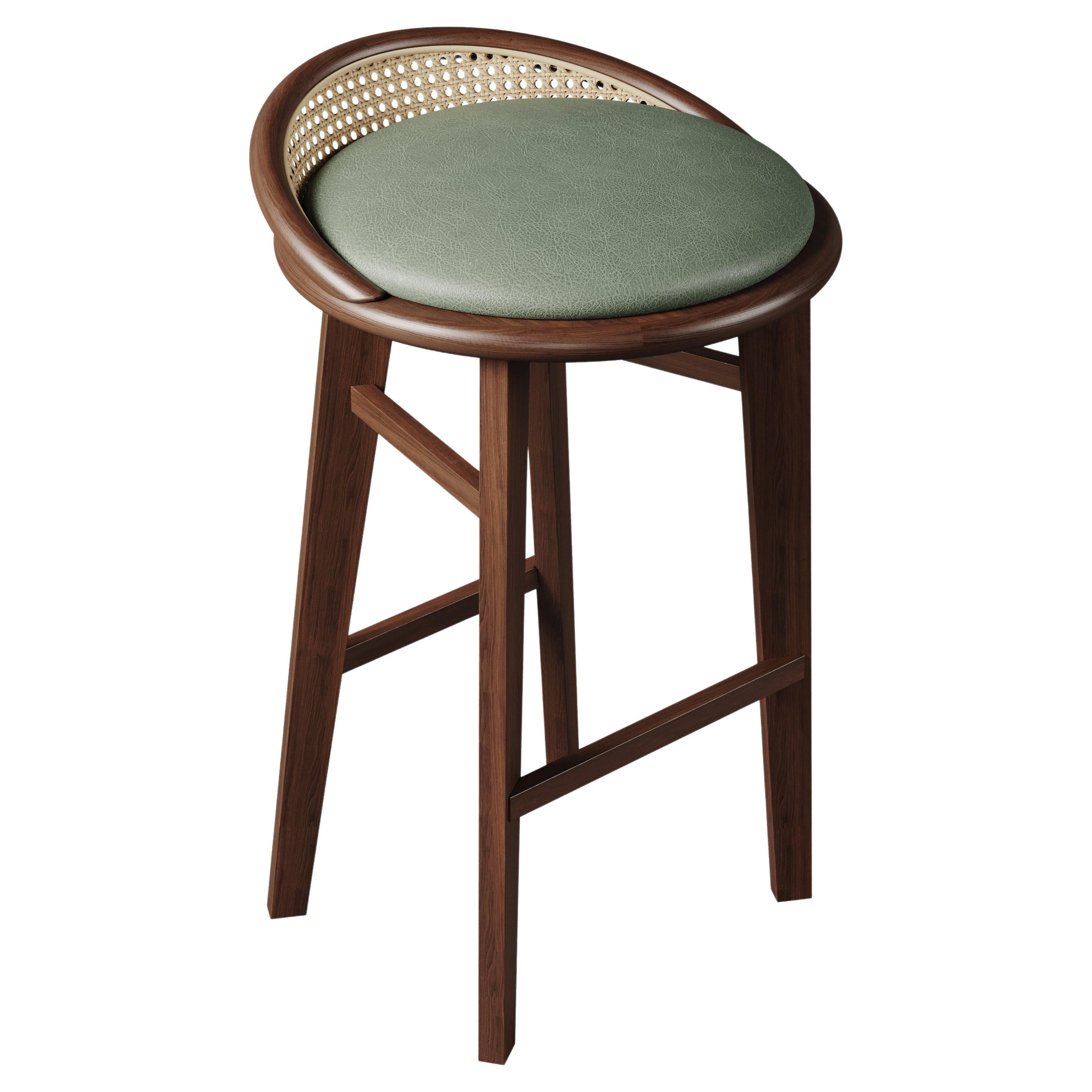 21st Century Brummell Bar Stool Walnut Wood Handmade in Portugal by Wood Tailors