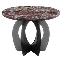 21st Century Boulder Side Table Marble Steel Lacquered Wood Rosso Marble