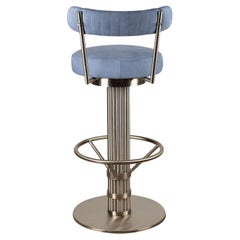 Swivel Willis Bar Chair Leather Stainless Steel Made in Portugal by Porus Studio