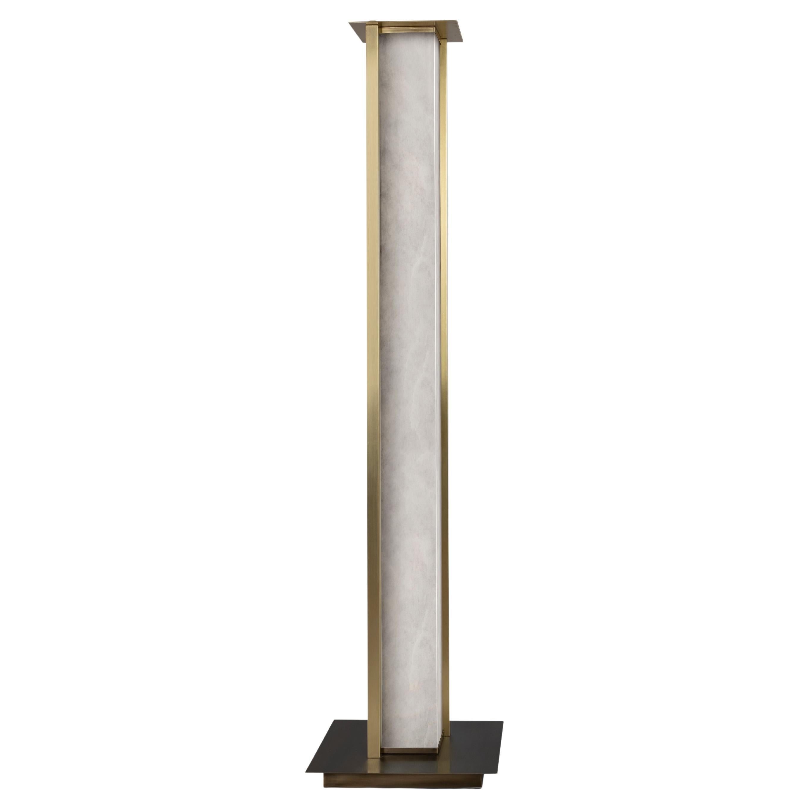 21st Washington Floor Lamp Brass Onyx Handmade in Portugal by Porus Studio en venta