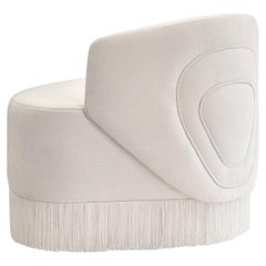 Mid-Century Modern Doris Sessel Jacquard Samt Tricotine Fransen