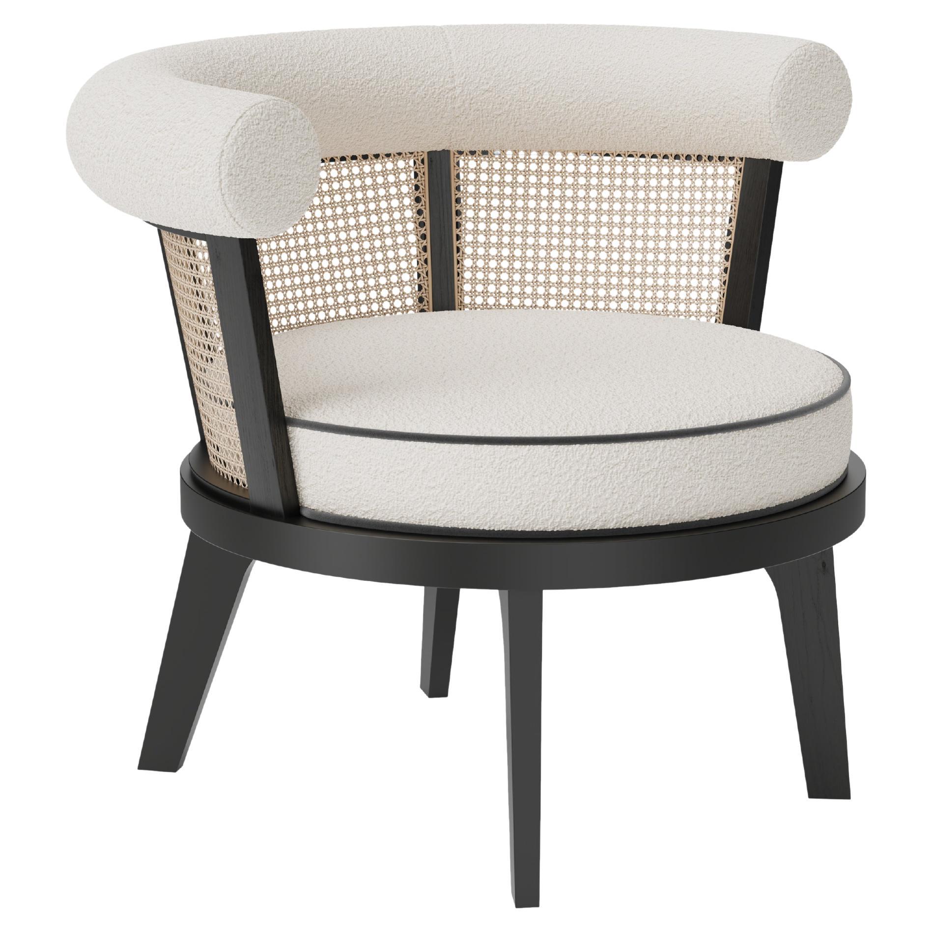 Fauteuil George 21st Rattan Walnut Wood fabriqué à la main au Portugal par Wood Tailors