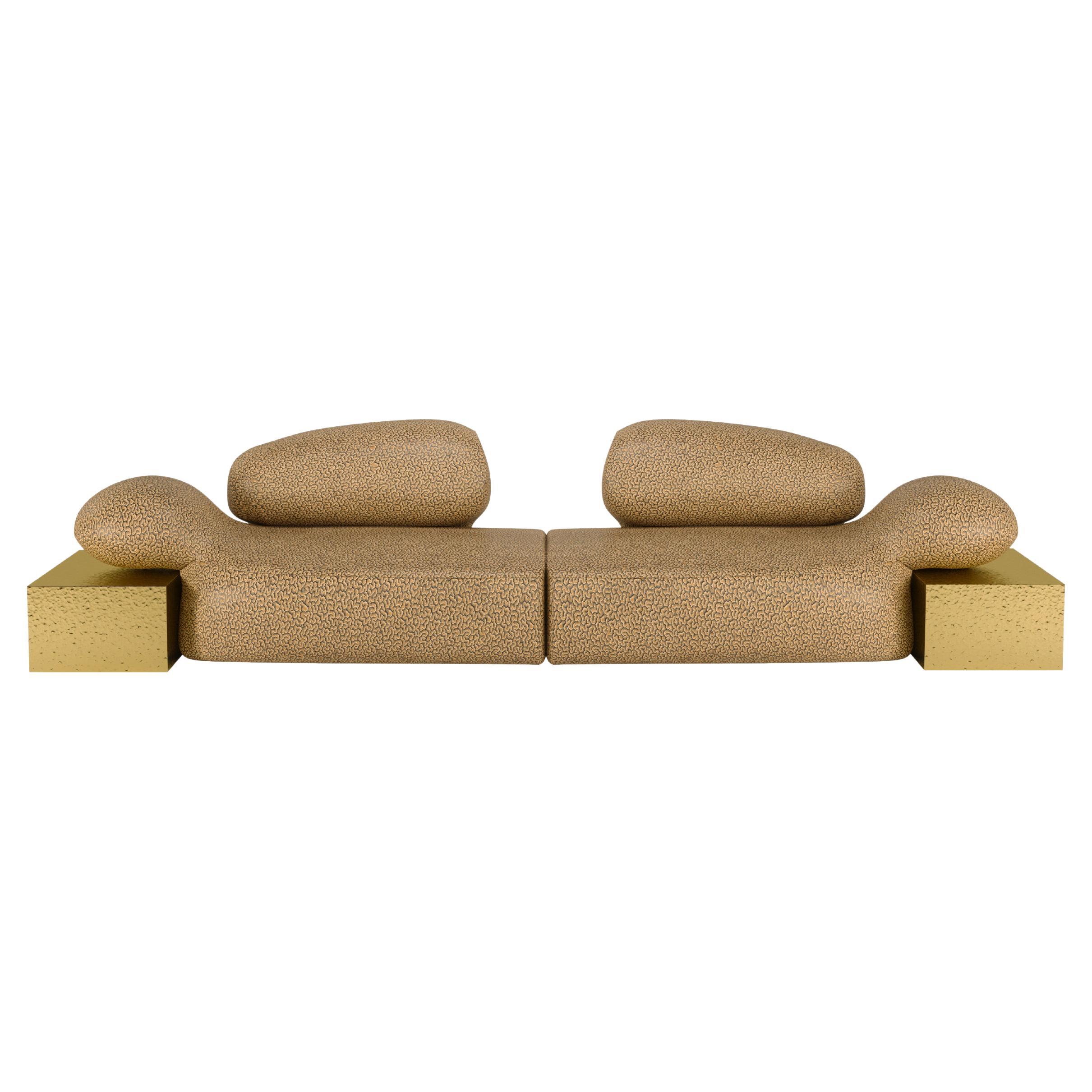21st Century Viv Id Sofa Hammered Brass by Malabar For Sale