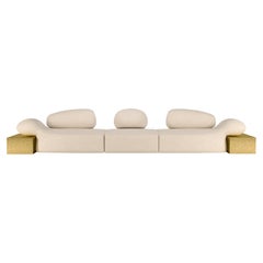 21st Viv Id II Sofa Metlted Hammered Brass and Bouclé