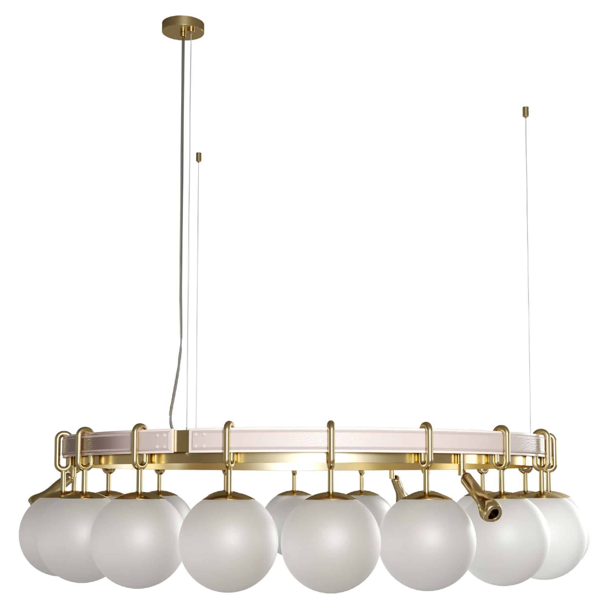 Lampe à suspension perlée du 21e siècle en laiton et verre fabriquée au Portugal par Creativemary en vente
