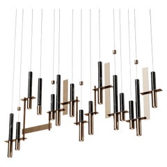 21st Portland Lampada a Sospensione in Ottone Spazzolato Nero Marquina
