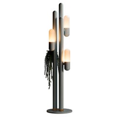 21st Century Cactus Floor Lamp Lacquered Metal and white Glass by Creativemary