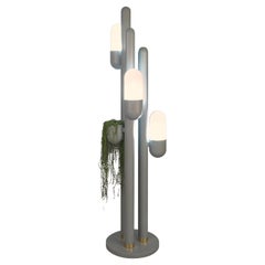 21st Century Cactus Floor Lamp Lacquered Metal and white Glass by Creativemary