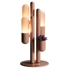 Cactus-Tischlampe aus lackiertem Metall und weißem Glas von Creativemary, 21. Jahrhundert