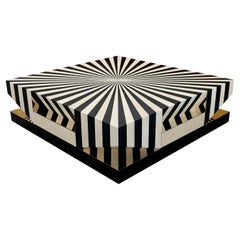 Tavolo da centro Op-Art del XXI secolo Intarsio grafico di Malabar
