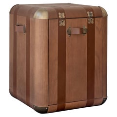 Trunk-Styled Burke side table leather wood Handmade in Portugal by Wood Tailors
