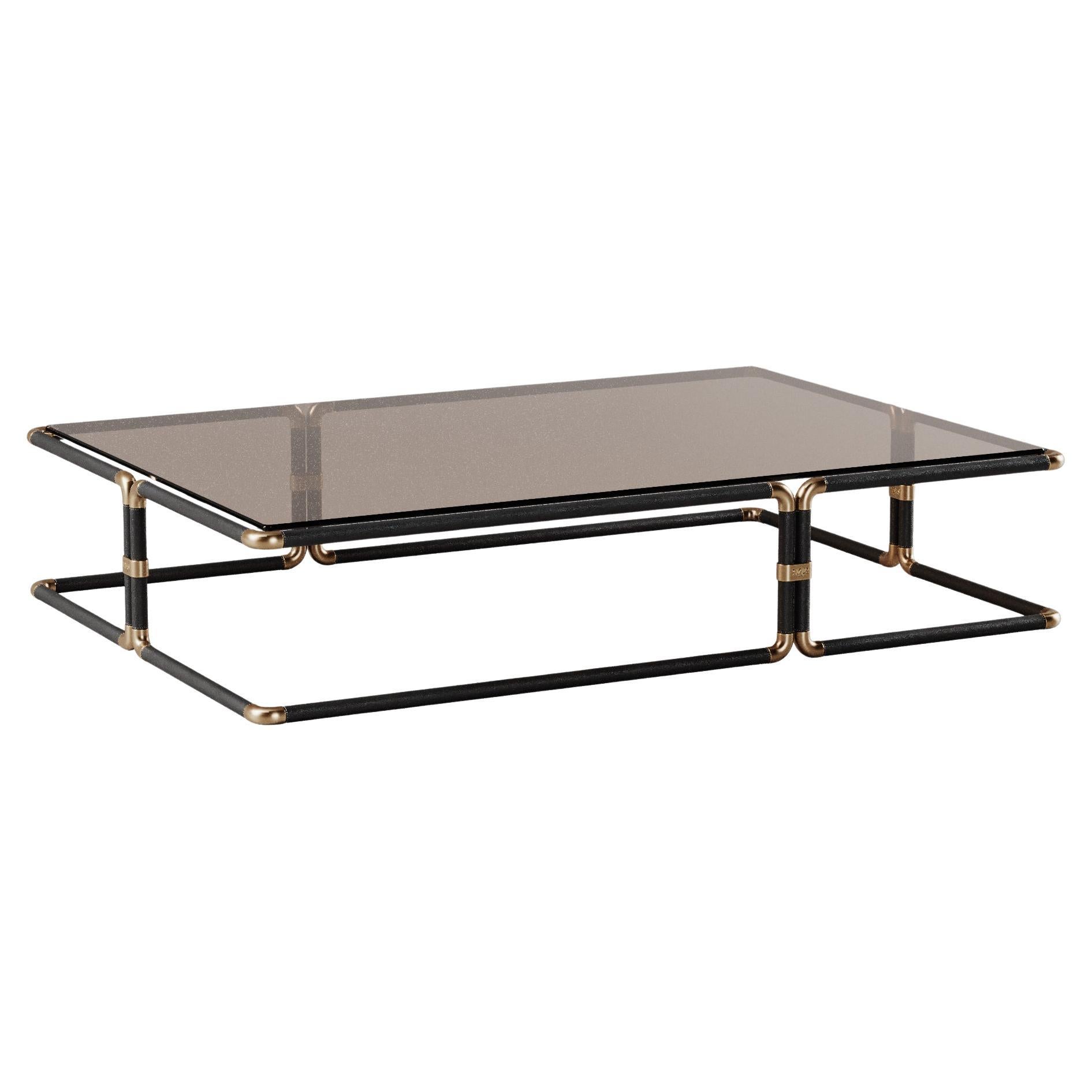 Dickson Center Table Aged Brushed Brass Bronze Glass Made in Portugal by Porus