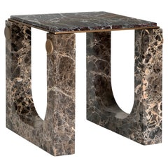 21st Lincoln Side Table Rosso Levanto Emperador Made in Portugal by Porus Studio