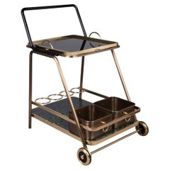 21st Century Decatur Bar Cart Marble and Aged Brass Handmade  by Porus Studio
