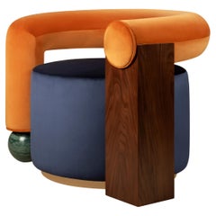 Sillón posmoderno Galatea de terciopelo, hecho a mano en Portugal por Malabar