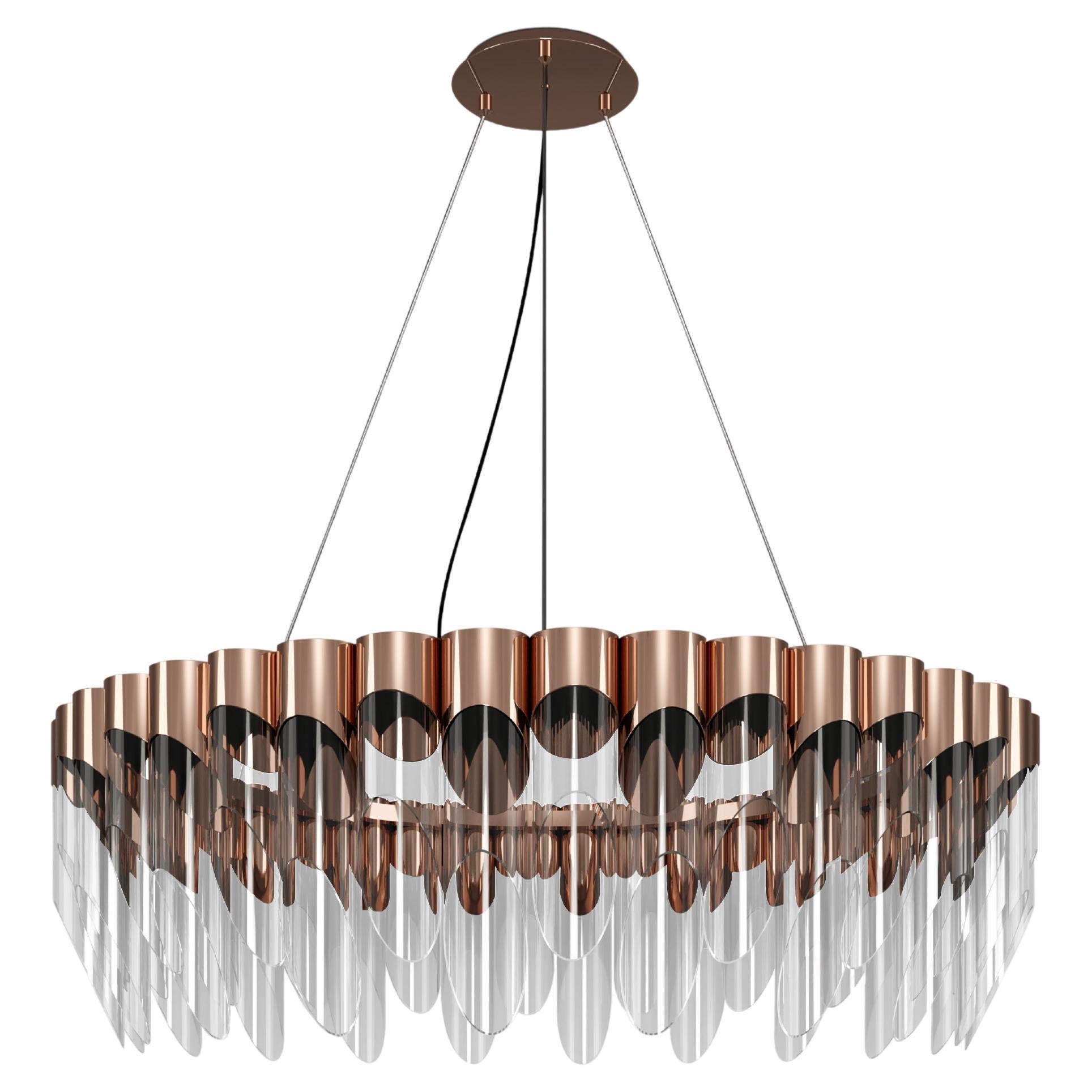 Lampe à suspension bambou du 21e siècle en laiton et verre fabriquée au Portugal par Creativemary