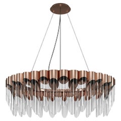 Lampe à suspension bambou du 21e siècle en laiton et verre fabriquée au Portugal par Creativemary